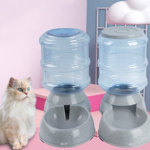 Dispenser dozator mancare si apa automat, adapatoare, catei si pisici, dispenser hrana si recipient apa, set 2 buc - BUZ.RO