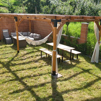 Pergola foisor pavilion lemn pentru gradina sau curte, conectori metalici, umbrar curte