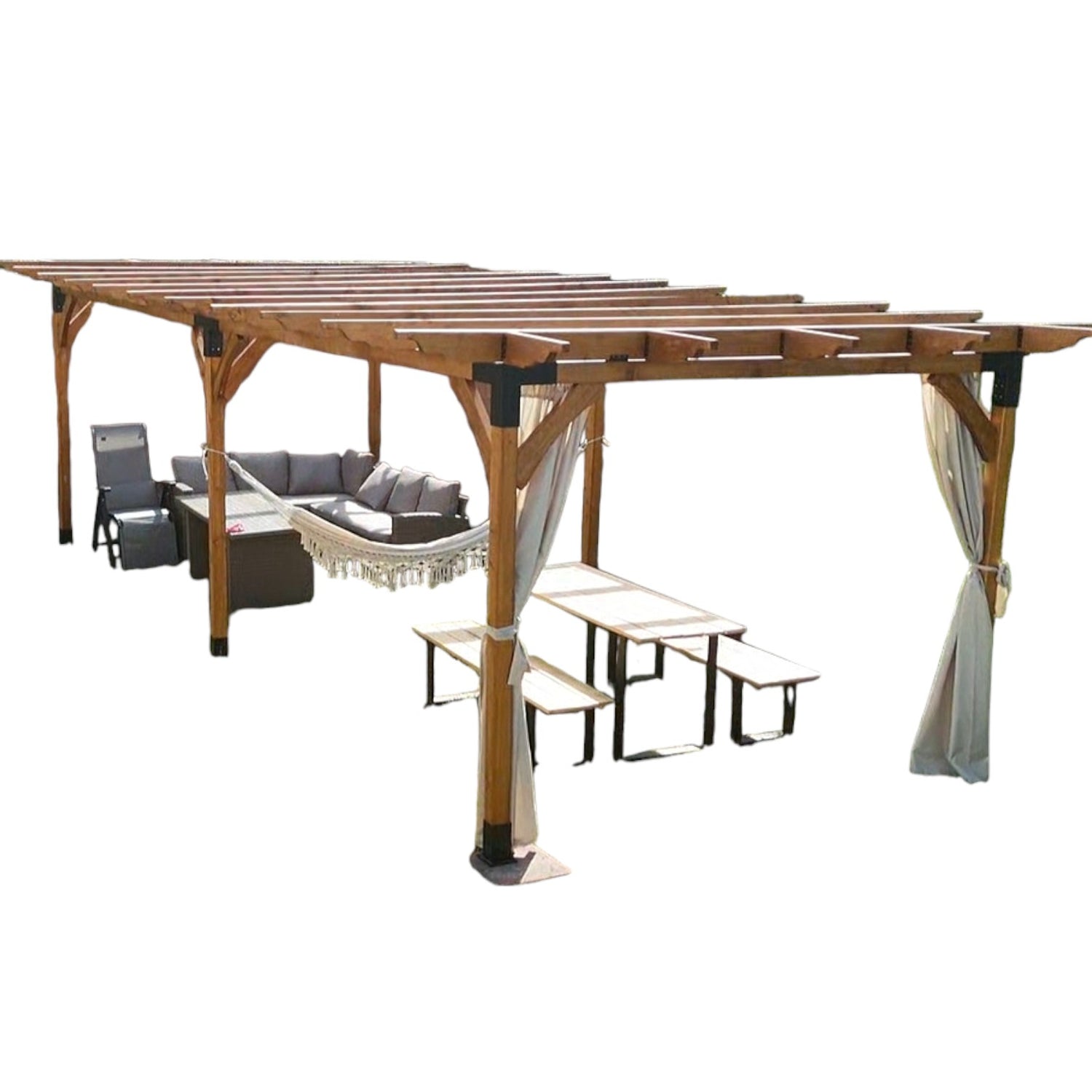 Pergola foisor pavilion lemn pentru gradina sau curte, conectori metalici, umbrar curte