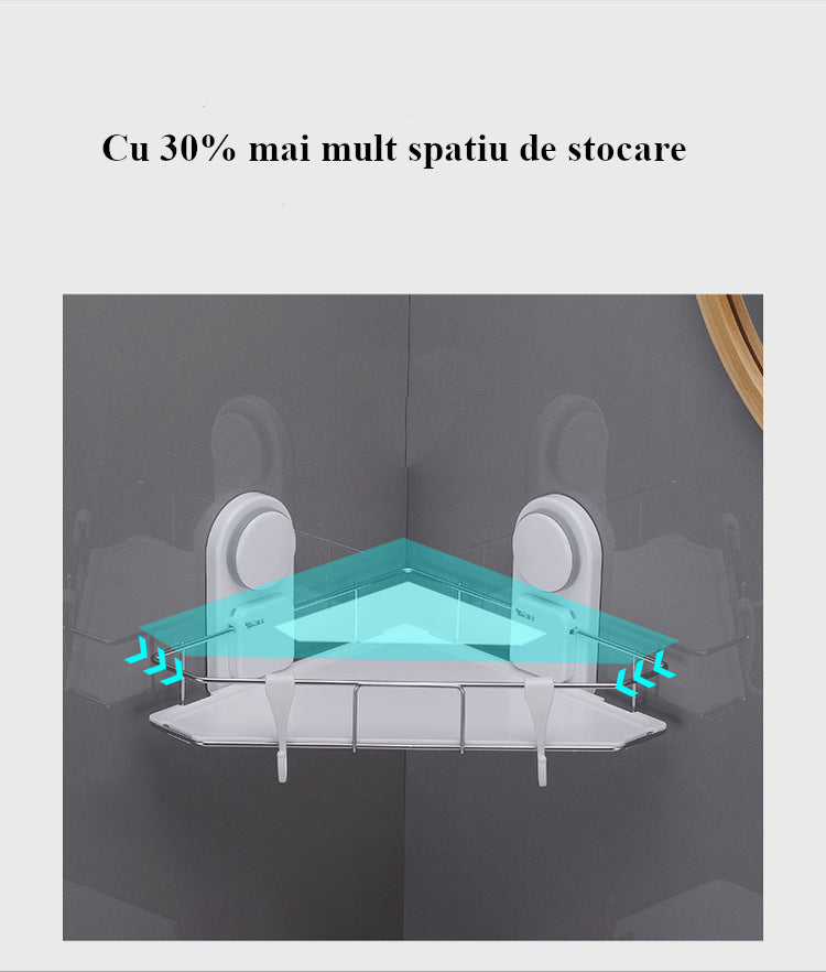 Etajera baie, coltar baie, alb, metal, rezistenta la apa