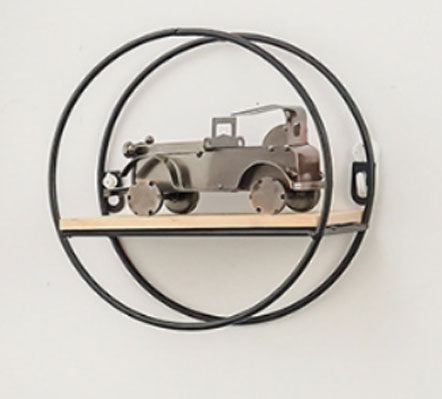 Etajera decorativa cerc, cu suport de metal, negru