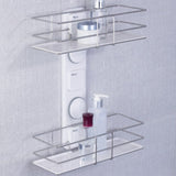 Etajera dubla pentru baie, pentru organizare si depozitare, din ABS sistem prindere de perete, 38.5x30 cm - BUZ.RO