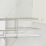 Etajera dubla pentru baie, pentru organizare si depozitare, din ABS sistem prindere de perete, 38.5x30 cm - BUZ.RO