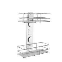 Etajera dubla pentru baie, pentru organizare si depozitare, din ABS sistem prindere de perete, 38.5x30 cm