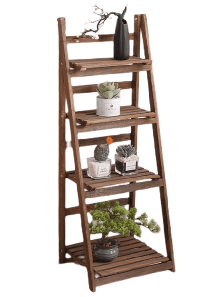 Etajera tip scara, lemn, 4 rafturi, maro, 110x41x42 cm - BUZ.RO