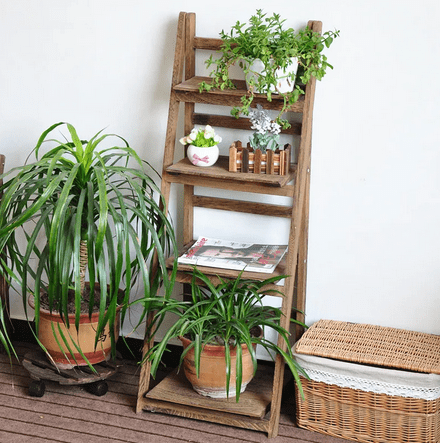 Etajera tip scara, lemn, 4 rafturi, maro, 110x41x42 cm - BUZ.RO