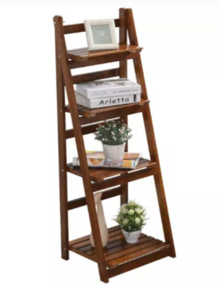 Etajera tip scara, lemn, 4 rafturi, maro, 110x41x42 cm