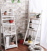 Etajera tip scara, lemn, alba, 3 rafturi, 110x41x42 cm - BUZ.RO