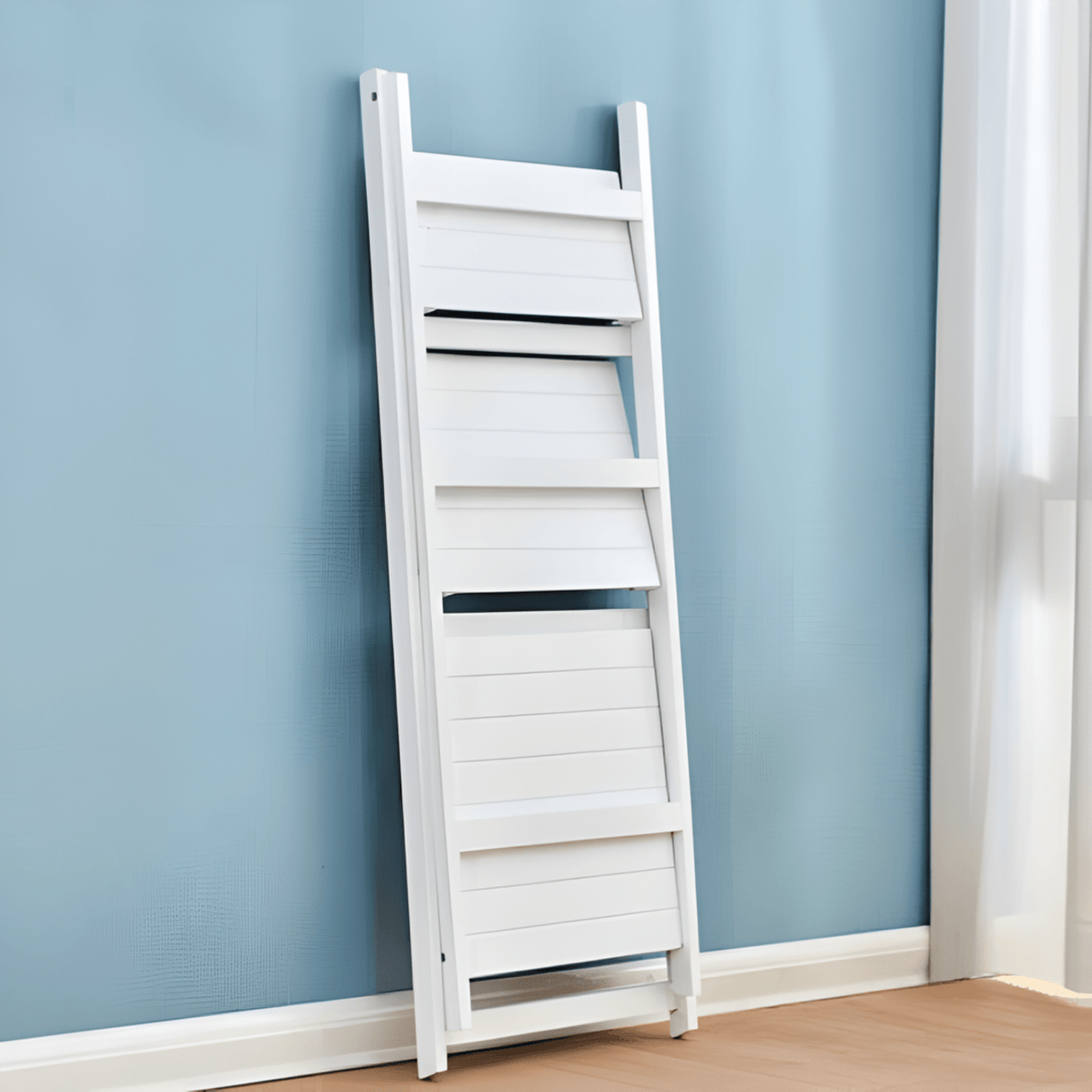 Etajera tip scara, lemn, alba, 3 rafturi, 110x41x42 cm - BUZ.RO