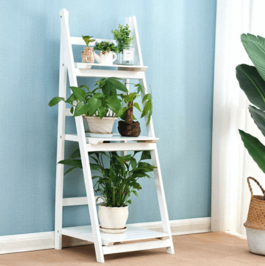 Etajera tip scara, lemn, alba, 3 rafturi, 110x41x42 cm - BUZ.RO