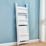 Etajera tip scara, lemn, alba, 3 rafturi, 110x41x42 cm