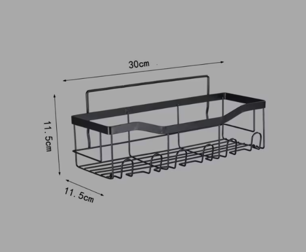 Etajere, raft, depozitare, din otel inoxidabil, bucatarie, baie, 30x11.5x11.5cm, set 2 bucati, negru