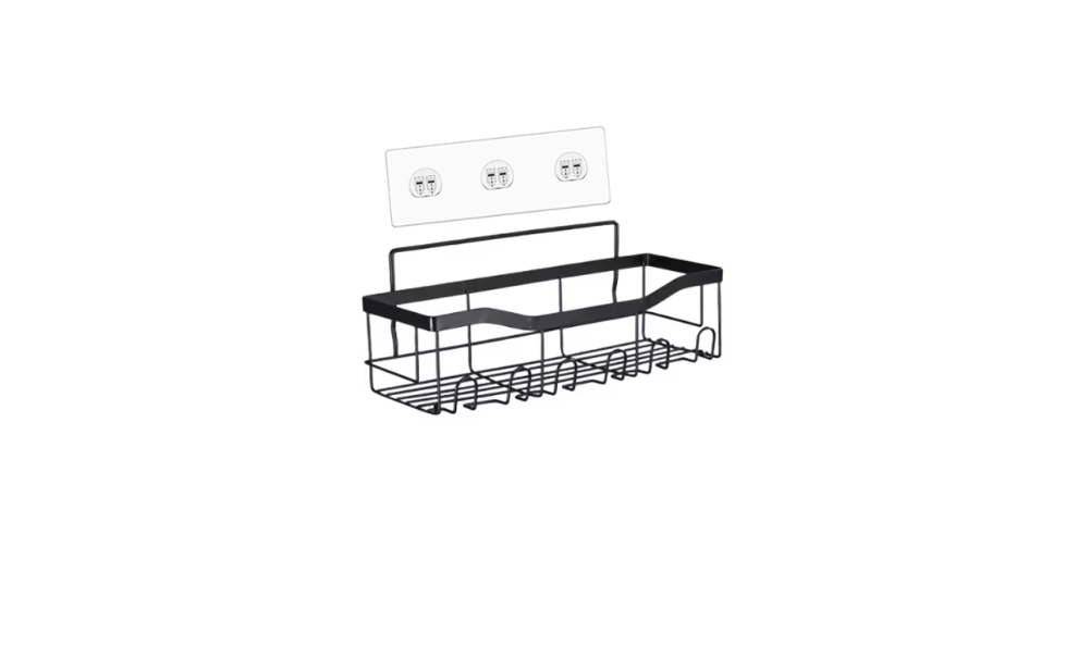 Etajere, raft, depozitare, din otel inoxidabil, bucatarie, baie, 30x11.5x11.5cm, set 2 bucati, negru