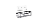 Etajere, raft, depozitare, din otel inoxidabil, bucatarie, baie, 30x11.5x11.5cm, set 2 bucati, negru