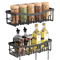 Etajere, raft, depozitare, din otel inoxidabil, bucatarie, baie, 30x11.5x11.5cm, set 2 bucati, negru