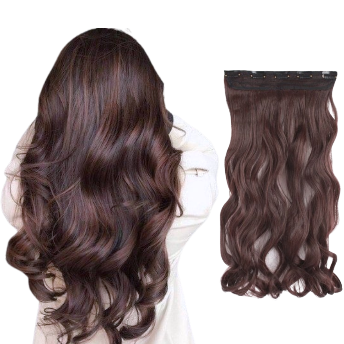 Extensii, par sintetic, cherry brown, cu clips, par sintetic, 60 cm