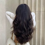 Extensii par ondulat, sintetic, cu clips, saten aramiu, 60 cm