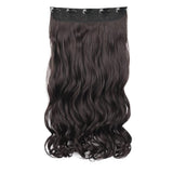 Extensii par ciocolatiu, ondulat, sintetic, cu clips, lungime 60 cm