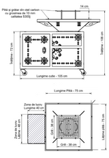 Gratar gradina cu plita 75 cm + masa lucru ,Fire Pit otel 10 mm