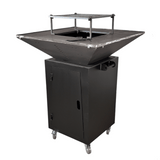 Fire Pit, Gratar cu plita 75x75 cm din otel 10 mm pe lemne, pentru gradina sau terasa  + blat de lemn, cu sticla colorata NEVOPSIT, FARA BLAT DE LEMN SI FARA MOTIVE TRADITIONALE - BUZ.RO