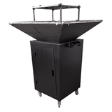 Fire Pit, Gratar cu plita 75x75 cm din otel 10 mm pe lemne, pentru gradina sau terasa  + blat de lemn, cu sticla colorata NEVOPSIT, FARA BLAT DE LEMN SI FARA MOTIVE TRADITIONALE - BUZ.RO