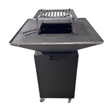 Fire Pit, Gratar cu plita 75x75 cm din otel 10 mm pe lemne, pentru gradina sau terasa  + blat de lemn, cu sticla colorata  NEVOPSIT, FARA BLAT DE LEMN SI FARA MOTIVE TRADITIONALE