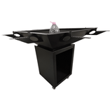 Fire Pit, Gratar cu plita 95 x 95 cm din otel 8 mm pe lemne, pentru gradina sau terasa+ grill detasabil + blat lemn - BUZ.RO