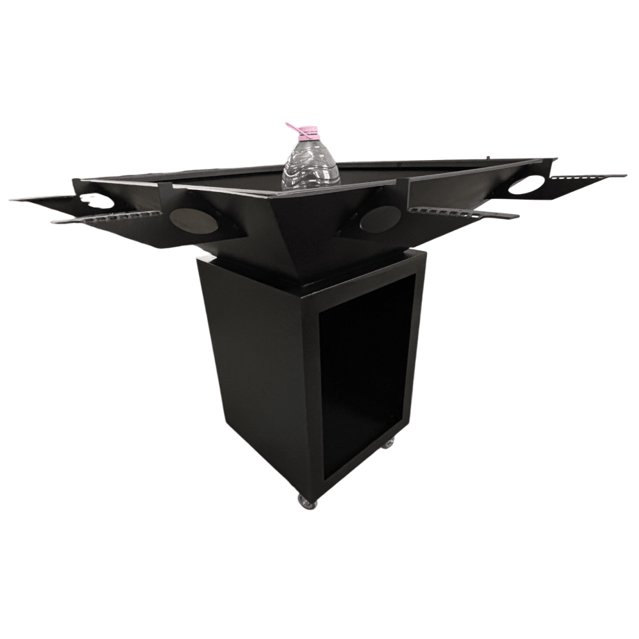 Fire Pit, Gratar cu plita 95 x 95 cm din otel 8 mm pe lemne, pentru gradina sau terasa+ grill detasabil + blat lemn - BUZ.RO