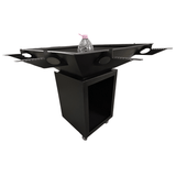 Fire Pit, Gratar cu plita 95 x 95 cm din otel 8 mm pe lemne, pentru gradina sau terasa+ grill detasabil + blat lemn - BUZ.RO