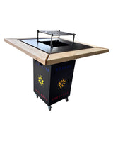 Fire Pit, Gratar cu plita 95x 95 cm din otel 10 mm pe lemne, pentru gradina sau terasa+ grill detasabil - BUZ.RO