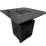 Fire Pit, Gratar cu plita 95x 95 cm din otel 10 mm pe lemne, pentru gradina sau terasa+ grill detasabil, FARA BLAT DE LEMN - BUZ.RO