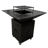 Fire Pit, Gratar cu plita 95x 95 cm din otel 10 mm pe lemne, pentru gradina sau terasa+ grill detasabil, FARA BLAT DE LEMN - BUZ.RO