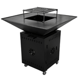 Fire Pit, Gratar cu plita 95x 95 cm din otel 10 mm pe lemne, pentru gradina sau terasa+ grill detasabil, FARA BLAT DE LEMN - BUZ.RO