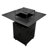 Fire Pit, Gratar cu plita 95x 95 cm din otel 10 mm pe lemne, pentru gradina sau terasa+ grill detasabil, FARA BLAT DE LEMN - BUZ.RO