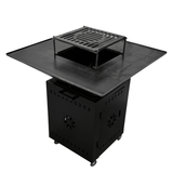 Fire Pit, Gratar cu plita 95x 95 cm din otel 10 mm pe lemne, pentru gradina sau terasa+ grill detasabil, FARA BLAT DE LEMN - BUZ.RO