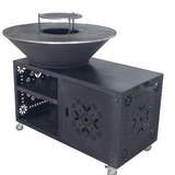 Gratar gradina cu plita 10 mm diametru 100 cm Fire Pit+ masa lucru+ spatiu depozitare