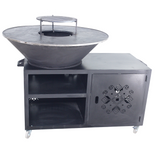 Gratar gradina cu plita 10 mm diametru 100 cm Fire Pit+ masa lucru+ spatiu depozitare