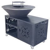 Gratar gradina cu plita 10 mm diametru 100 cm Fire Pit+ masa lucru+ spatiu depozitare