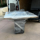 Fire Pit, Gratar cu plita 97.5 x 97.5 cm din otel 8 mm pe lemne, pentru gradina sau terasa+ grill detasabil + blat lemn
