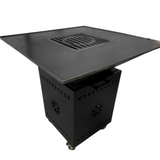 Fire Pit, Gratar cu plita 95x 95 cm din otel 10 mm pe lemne, pentru gradina sau terasa+ grill detasabil