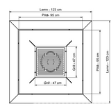 Fire Pit, Gratar cu plita 95x 95 cm din otel 10 mm pe lemne, pentru gradina sau terasa  + blat de lemn