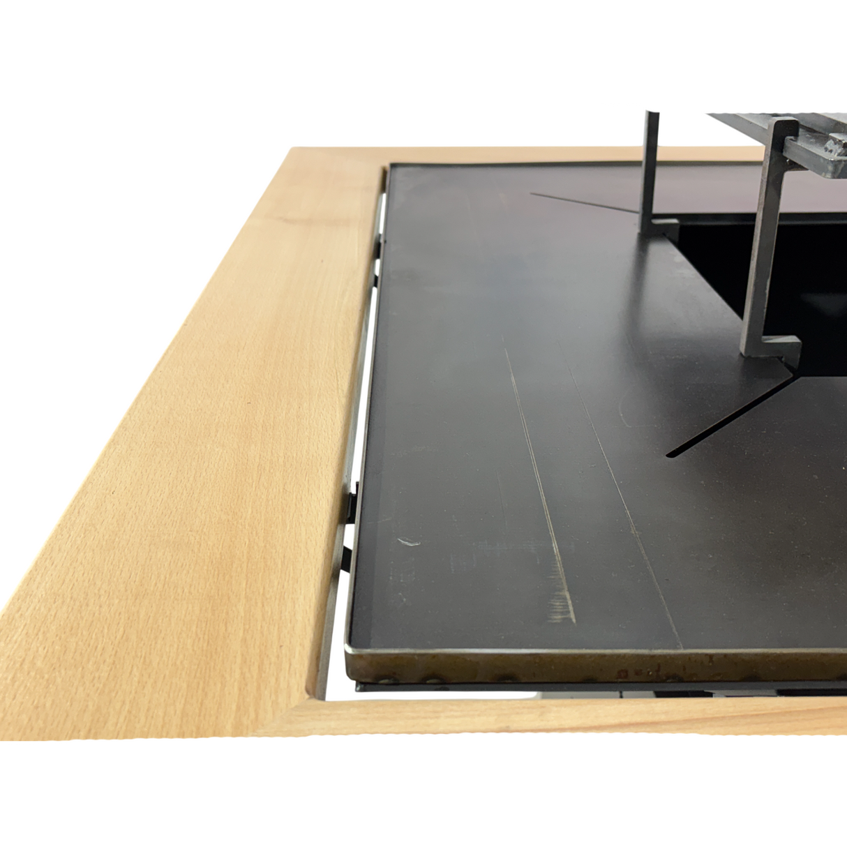 Fire Pit, Gratar cu plita 95x 95 cm din otel 10 mm pe lemne, pentru gradina sau terasa  + blat de lemn