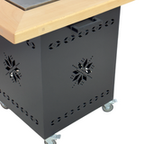 Fire Pit, Gratar cu plita 95x 95 cm din otel 10 mm pe lemne, pentru gradina sau terasa  + blat de lemn