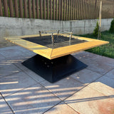 FirePit 5in1 107x107cm Gratar gradina plita 75x 75 cm din otel 8/10 mm|terasa |suport ceaun| cenusar| reglare tiraj| loc depozitare| blat lemn - BUZ.RO