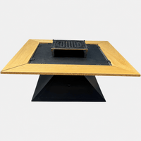 FirePit 5in1 107x107cm Gratar gradina plita 75x 75 cm din otel 8/10 mm|terasa |suport ceaun| cenusar| reglare tiraj| loc depozitare| blat lemn