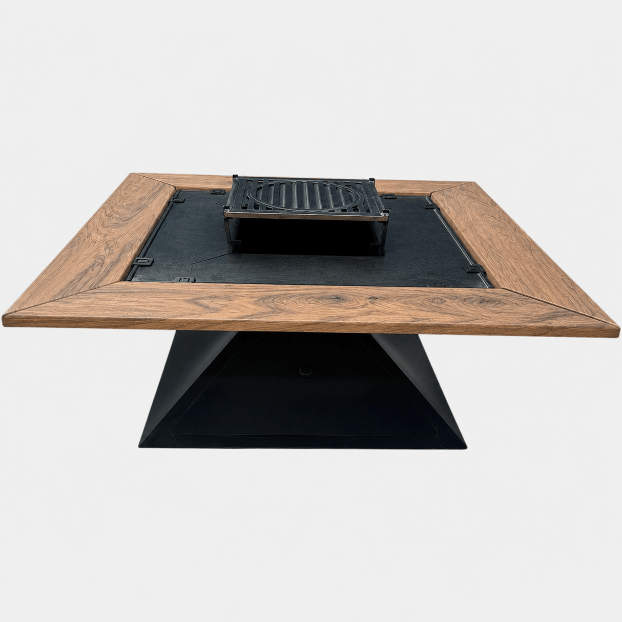 FirePit 5in1 107x107cm Gratar gradina plita 75x 75 cm din otel 8/10 mm|terasa |suport ceaun| cenusar| reglare tiraj| loc depozitare| blat lemn - BUZ.RO
