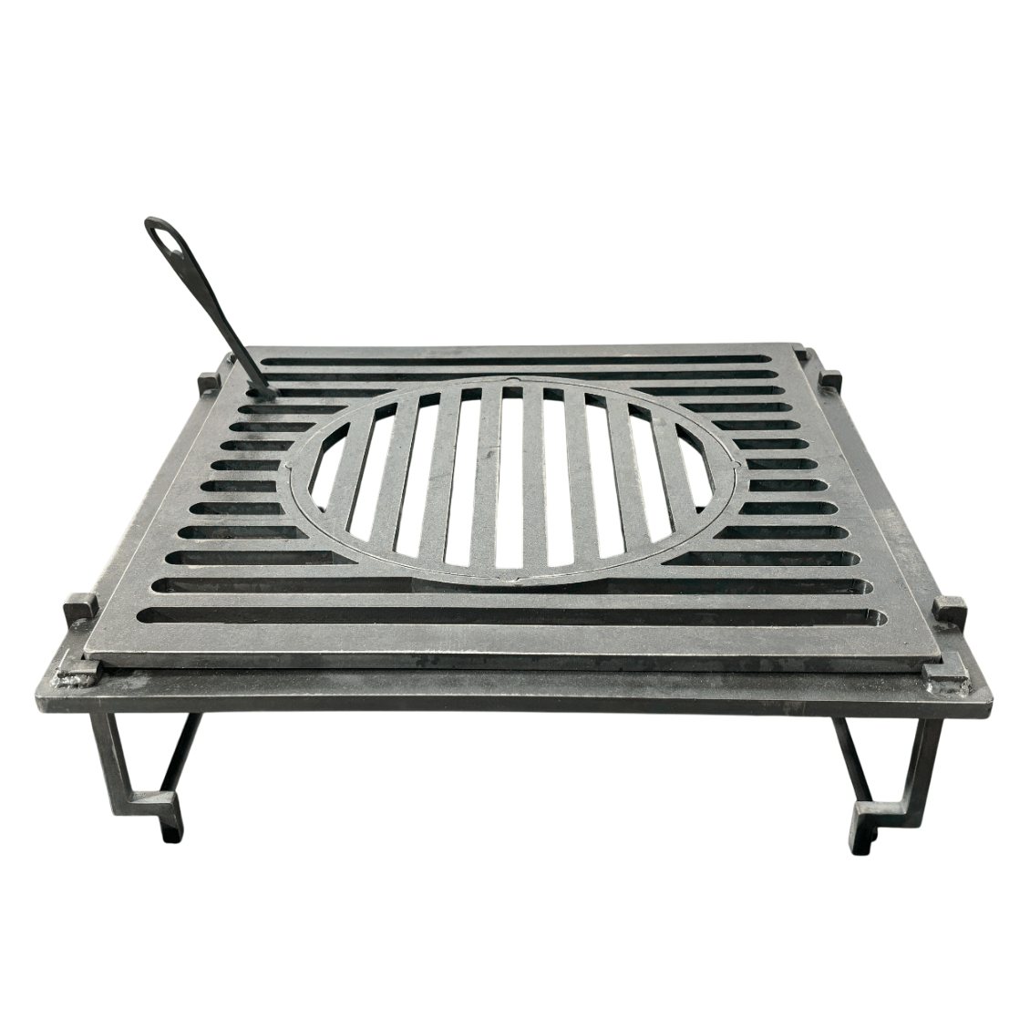 FirePit, Gratar cu plita 75x 75 cm din otel, 10 mm, pentru gradina sau terasa, FARA blat de lemn - BUZ.RO