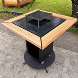FirePit, Gratar plita 75x 75 cm din otel 8/10 mm |gradina |terasa |suport ceaun| cenusar| reglare tiraj| loc depozitare - BUZ.RO
