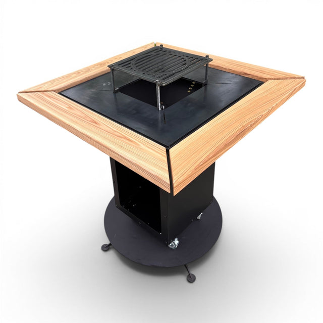 FirePit, Gratar plita 75x 75 cm din otel 8/10 mm |gradina |terasa |suport ceaun| cenusar| reglare tiraj| loc depozitare - BUZ.RO