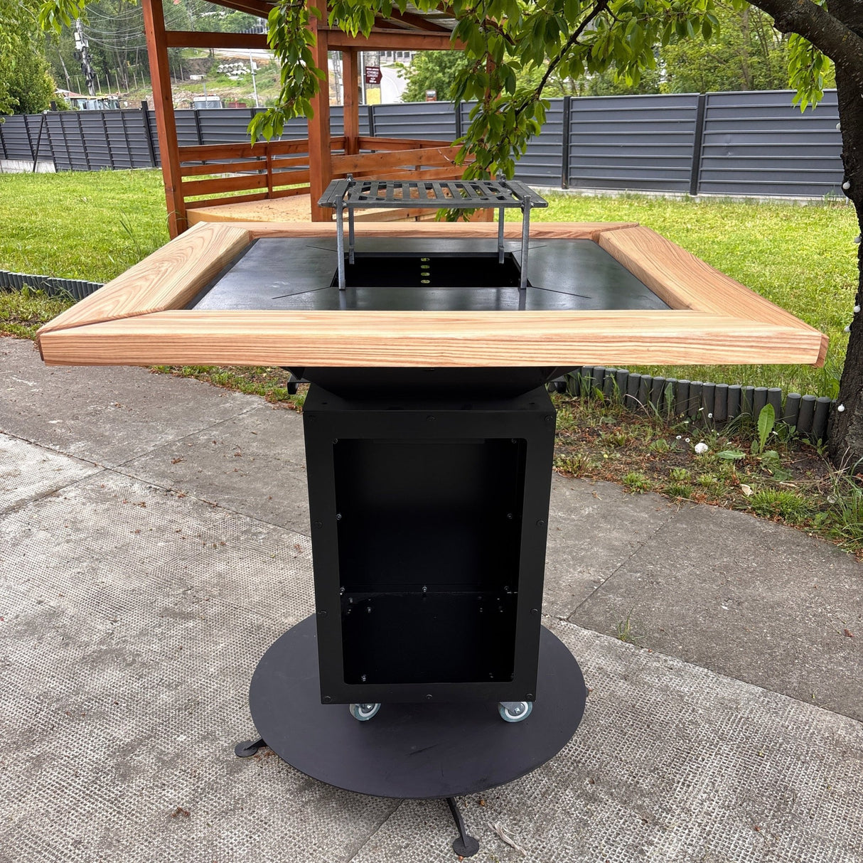 FirePit, Gratar plita 75x 75 cm din otel 8/10 mm |gradina |terasa |suport ceaun| cenusar| reglare tiraj| loc depozitare - BUZ.RO